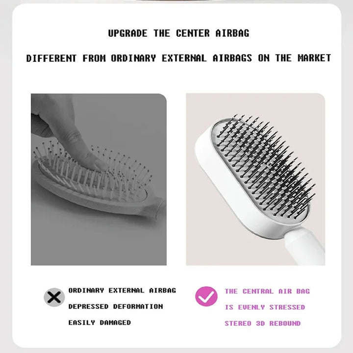 Self Cleaning Hair Brush, 3D Air Cushion Massager Brush Airbag Massage Comb Brush, Shaping Comb Self Cleaning Hair Brush